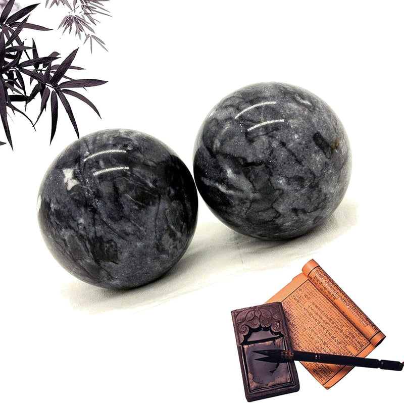 Chargez l'image dans la visionneuse de la galerie, Marmeren baoding ballen 3,5 cm zwart grijs
