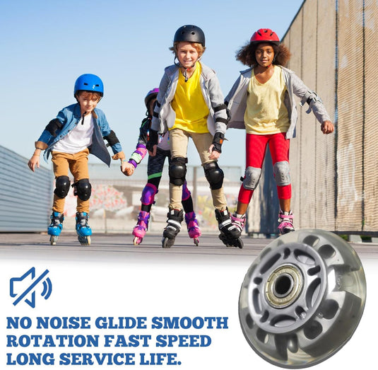 Inlineskate-wielen, 8 stuks, 72 mm, zilvertransparant, inline skate onderdelen, wielen met 16 kogellagers, universeel voor alle soorten rolschaatsen