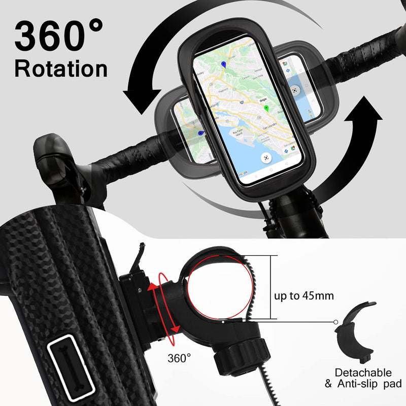 Load image into Gallery viewer, Vitalismo Fiets Telefoonhouder Waterdicht Fietsstuurtas - Fietshouder Smartphone Touchscreen Fietstelefoonhouder Stuurtas Fietstas Stuur 360° Rotatie Regenhoes Opslagruimte voor Telefoon tot 7 inch
