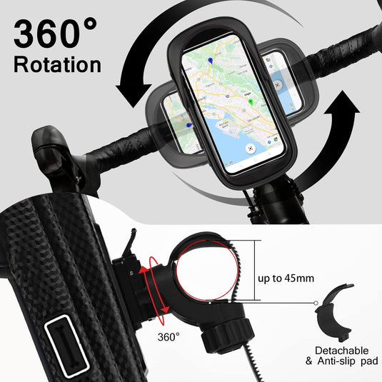 Vitalismo Fiets Telefoonhouder Waterdicht Fietsstuurtas - Fietshouder Smartphone Touchscreen Fietstelefoonhouder Stuurtas Fietstas Stuur 360° Rotatie Regenhoes Opslagruimte voor Telefoon tot 7 inch