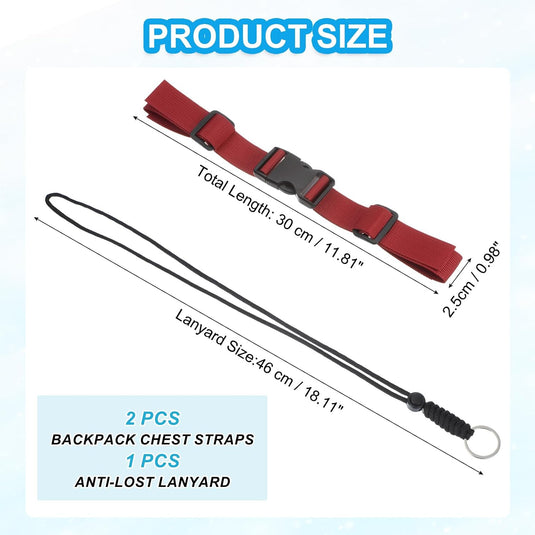 Verstelbare rugzak borstband set met snelgesp en veiligheidskoord – borstriem – outdoor accessoires