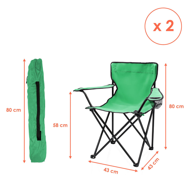 Chargez l'image dans la visionneuse de la galerie, Campingstoelen Opvouwbaar 2 Stuks met Bekerhouder tot 100 kg – Vouwstoel – Kampeerstoel
