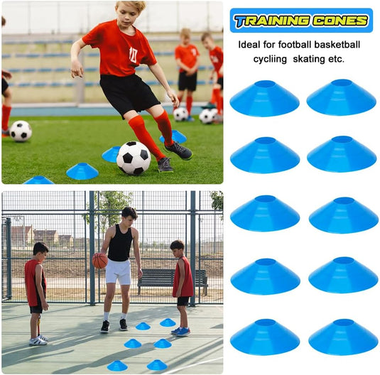 Voetbal trainingsset met 6 m coördinatieladder 10 pionnen en 6 slalompalen – agility set – voetbaltraining