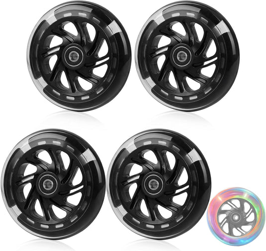 DBREAKS Lichtgevende stuntstep, wielen met ledverlichting, 100 mm, ABEC, 9 kogellagers, hardheid 88A, geschikt voor alle scooters (zwart)