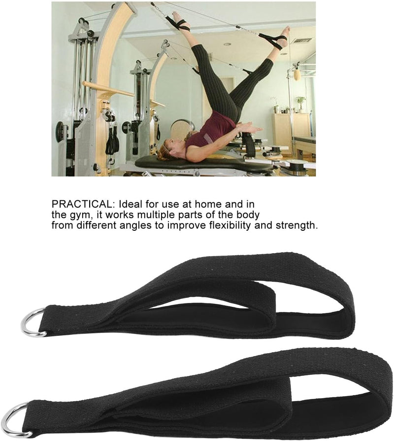 Bild im Galerie-Viewer laden, Pilates-Doppelschlaufen 2 Stück mit D-Ringen und weichem Baumwollfutter – Reformer-Gurte – Pilateszubehör
