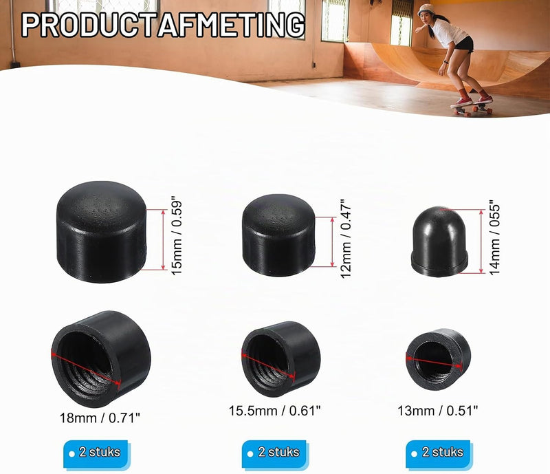 Chargez l'image dans la visionneuse de la galerie, Skateboard pivot cups 3 maten 12 16 en 18 mm van PU – truck bushings – skateboard onderdelen
