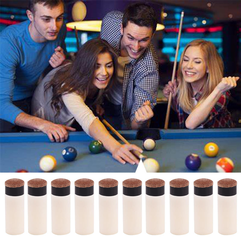 Load image into Gallery viewer, 10 sets schroeftips voor zwembadkeer, vervanging van 10 mm, vervanging voor snoeppunten, harde lederen snookertips en plastic zwembadkeu stokhulzen, biljartaccessoires voor zwembad, vrije tijd
