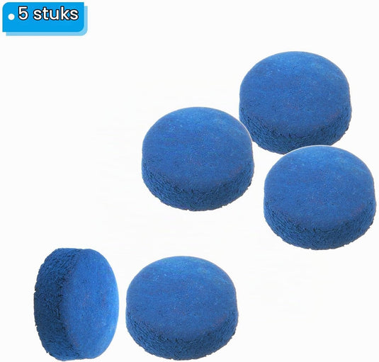 Biljart keu tips 5 stuks 12 mm van kunstleer blauw – vervangende pomeransen – biljart accessoires