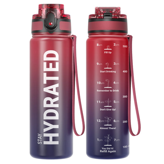 Drinkfles 750 ml BPA-vrij met tijdmarkeringen en lekvrije dop – waterfles – sportfles