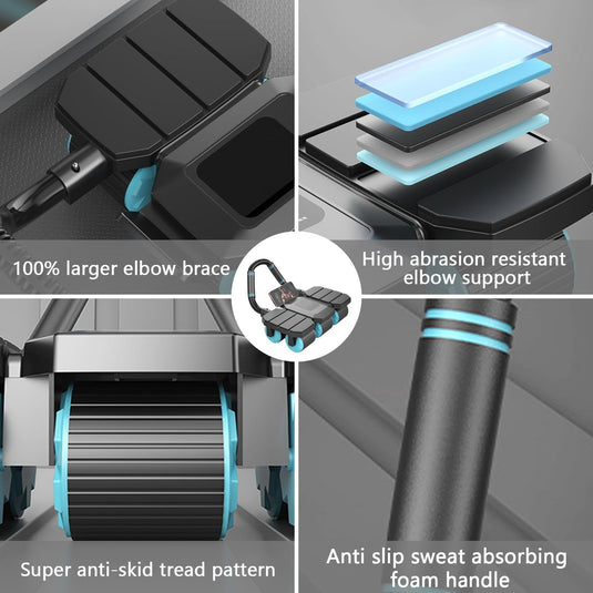 Ab roller met 6 wielen automatische rebound en display tot 150 kg – buikspiertrainer – ab wheel