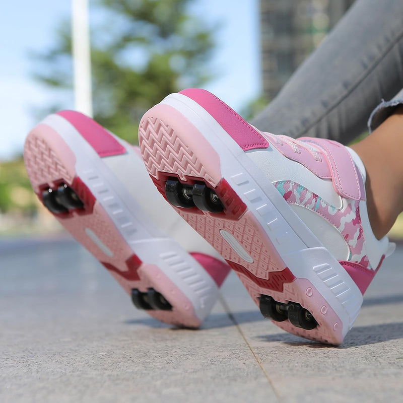 Load image into Gallery viewer, Schoenen met wieltjes, voor jongens en meisjes, kinderrolschaatsen, 2-in-1 rolschaatsen, gymschoenen, skateboardschoenen
