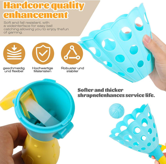 Zestaw do gry w łapanie piłki, 12 elementów, z 2 koszami i 10 piłkami, do użytku w pomieszczeniach i na zewnątrz – gra w łapanie piłki – gra zręcznościowa