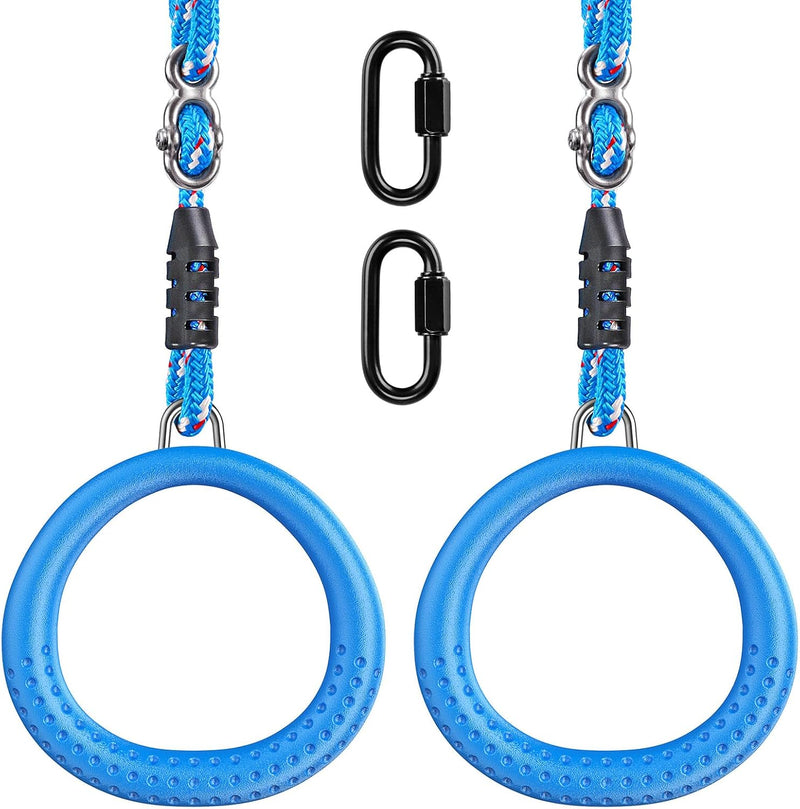 Laden Sie das Bild in Galerie -Viewer, Trapeze ringen 2 stuks met karabijnhaken voor klimrek en schommel – monkey bars – speeltoestel accessoires
