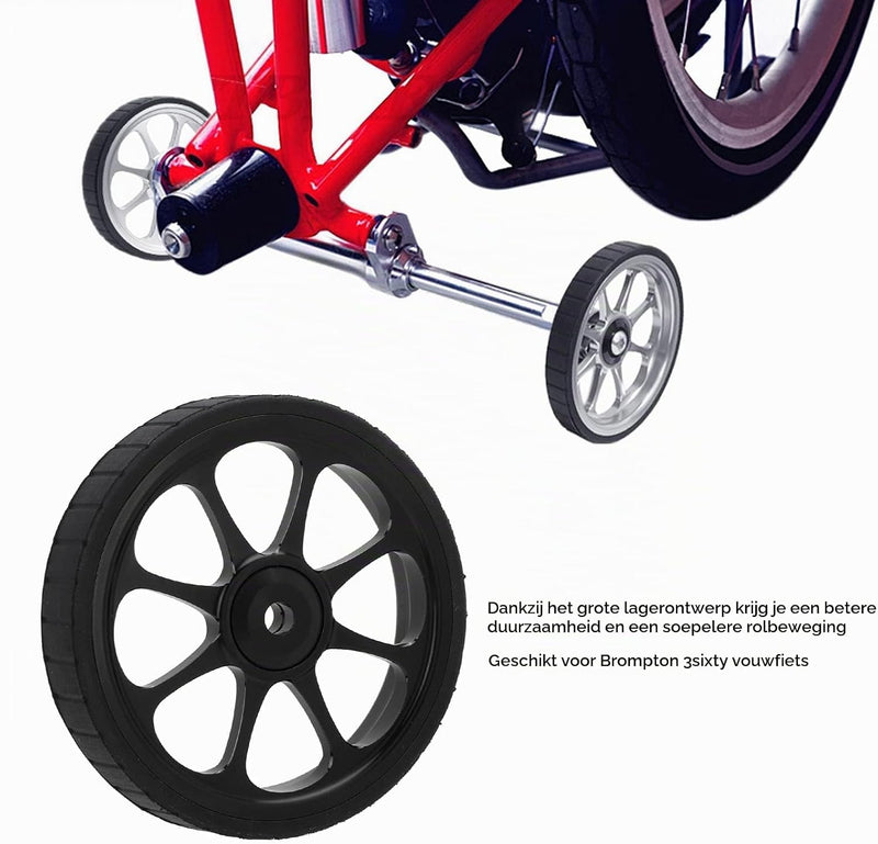 Załaduj obraz do przeglądarki galerii, Vouwfiets transportwiel 82 mm van aluminium met ingebouwd lager voor 3sixty fietsen – easywheel – fietsonderdelen
