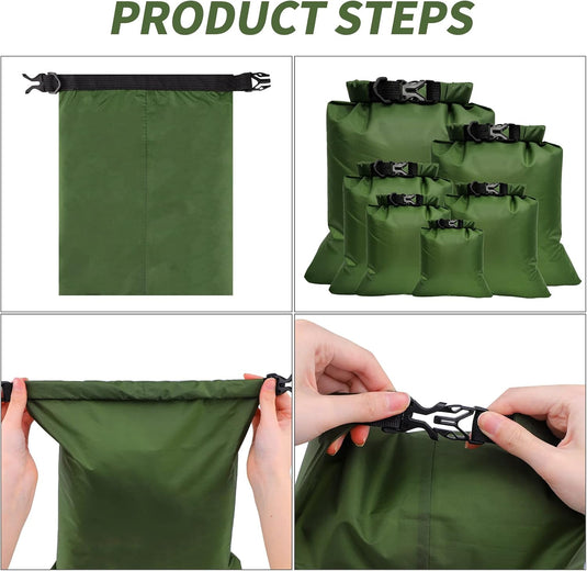 6-delige waterdichte droge tassen, droge zak, droge zak, draagbare combo-etui met grote capaciteit, snorkeltas, drijftas voor reizen, raften, driften, zwemmen, snorkelen, kamperen, fietsen, vissen, kajakaccessoires