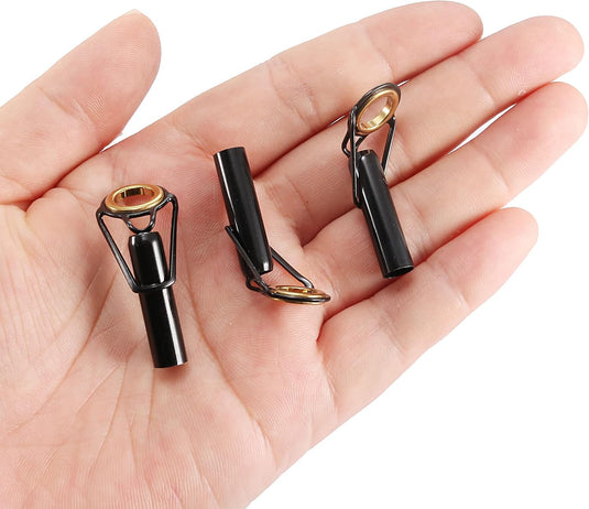 Hengel topogen 3 stuks 1 mm van roestvrij staal zwart-goud – hengeltop reparatieset – visaccessoires