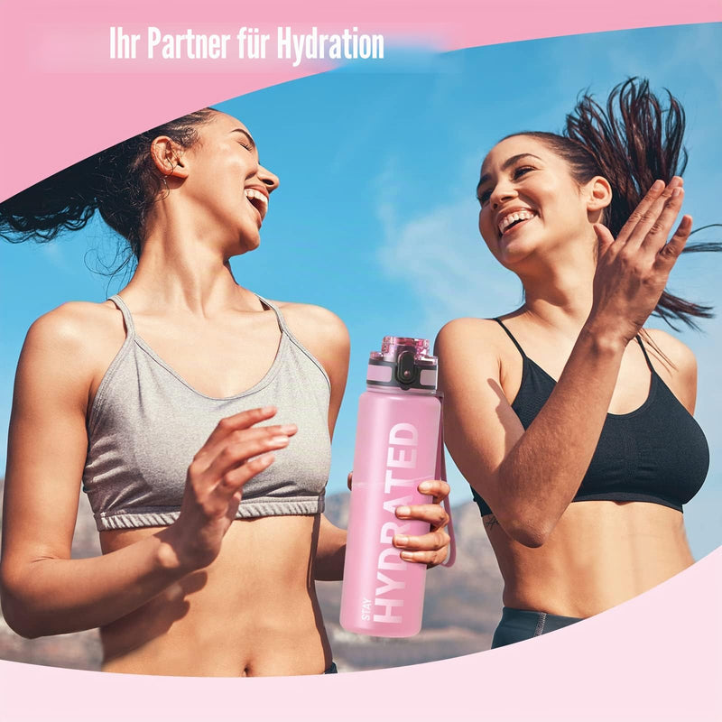 Load image into Gallery viewer, Drinkfles 750 ml BPA-vrij met tijdmarkeringen en lekvrije dop – waterfles – sportfles
