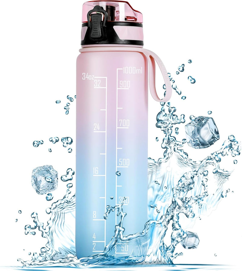 Chargez l'image dans la visionneuse de la galerie, Drinkfles 1 liter BPA-vrij met antislip grip en lekvrije sluiting – waterfles – sportfles
