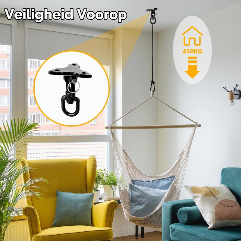 Chargez l'image dans la visionneuse de la galerie, Schommelhaken 2 stuks 360° draaibaar van roestvrij staal tot 400 kg – ophanghaken – schommel accessoires
