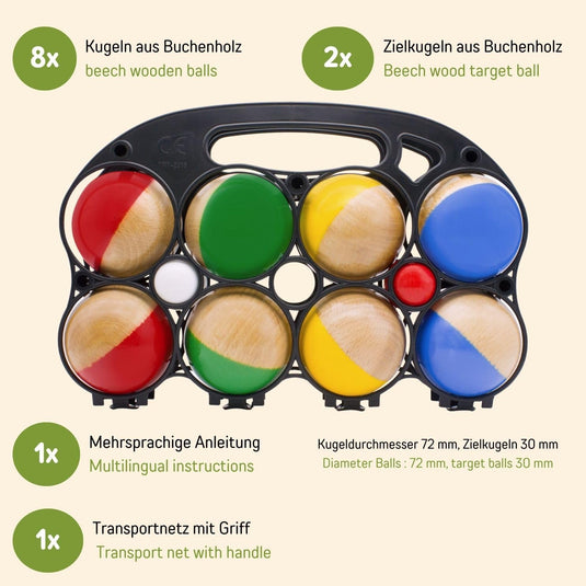 Jeu de boules spel houten Boccia – Boccia van hoge kwaliteit voor kinderen en volwassenen – 3011