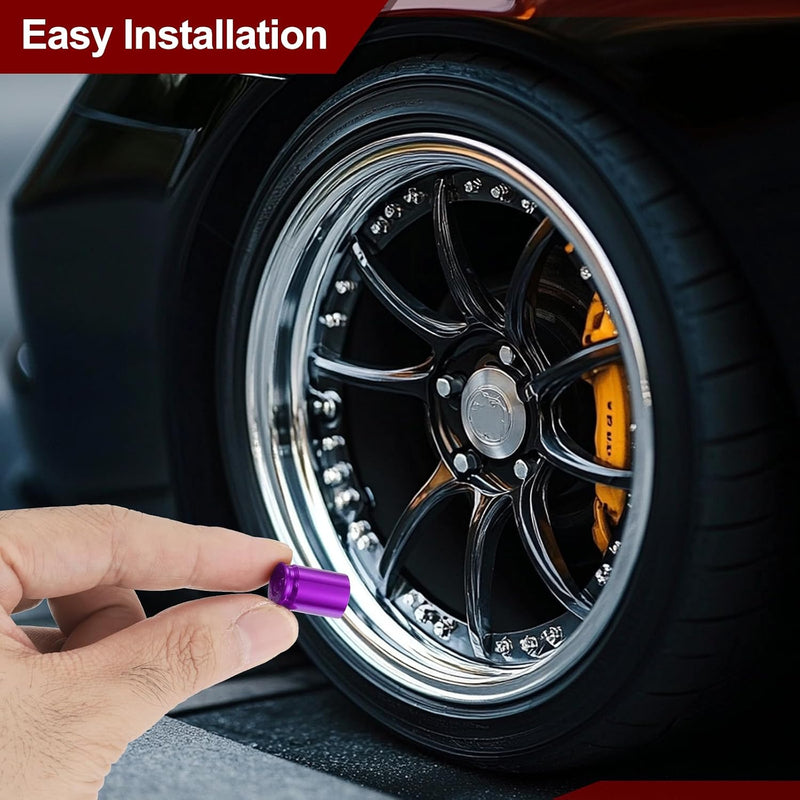 Load image into Gallery viewer, Ventieldoppen 4 stuks 16 x 10 mm van aluminium paars – bandendoppen – fiets auto accessoires
