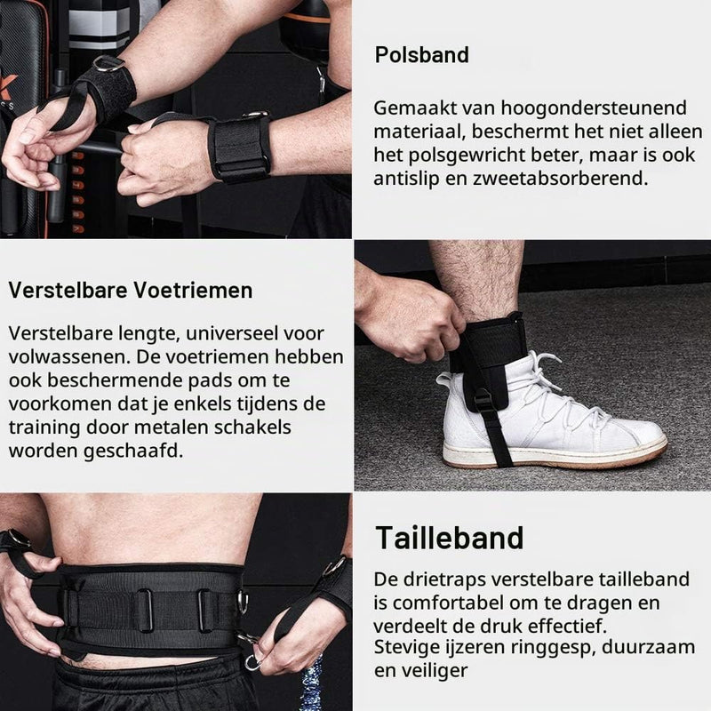 Laad afbeelding in Galerijviewer, Boks weerstandsbanden set met verstelbare tailleband en enkelbanden voor krachttraining – bokselastieken – explosiviteitstraining
