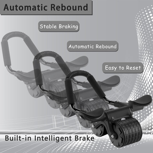 Ab roller met elleboogsteun automatische terugslag en dubbele wielen – buikspiertrainer – ab wheel