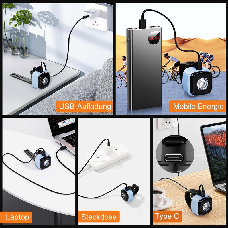 Load image into Gallery viewer, Antimi Fahrradleuchten-Set, StVZO-zugelassen Beleuchtungsset Led IPX5 Frontlicht + Rücklicht Fahrradlicht Set USB Typ C
