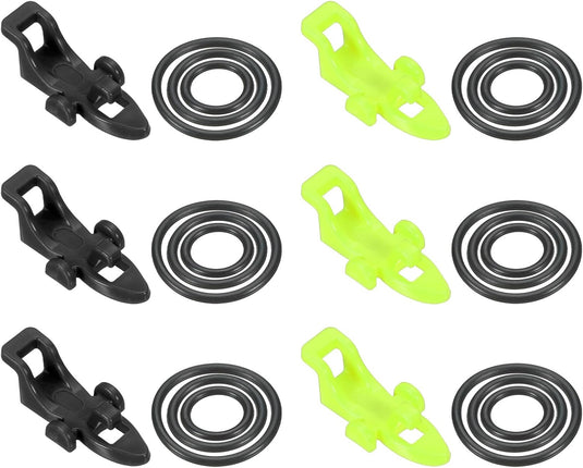 Vishaakhouders 6 stuks met 18 rubberen bevestigingsringen – haakhouders – hengel accessoires