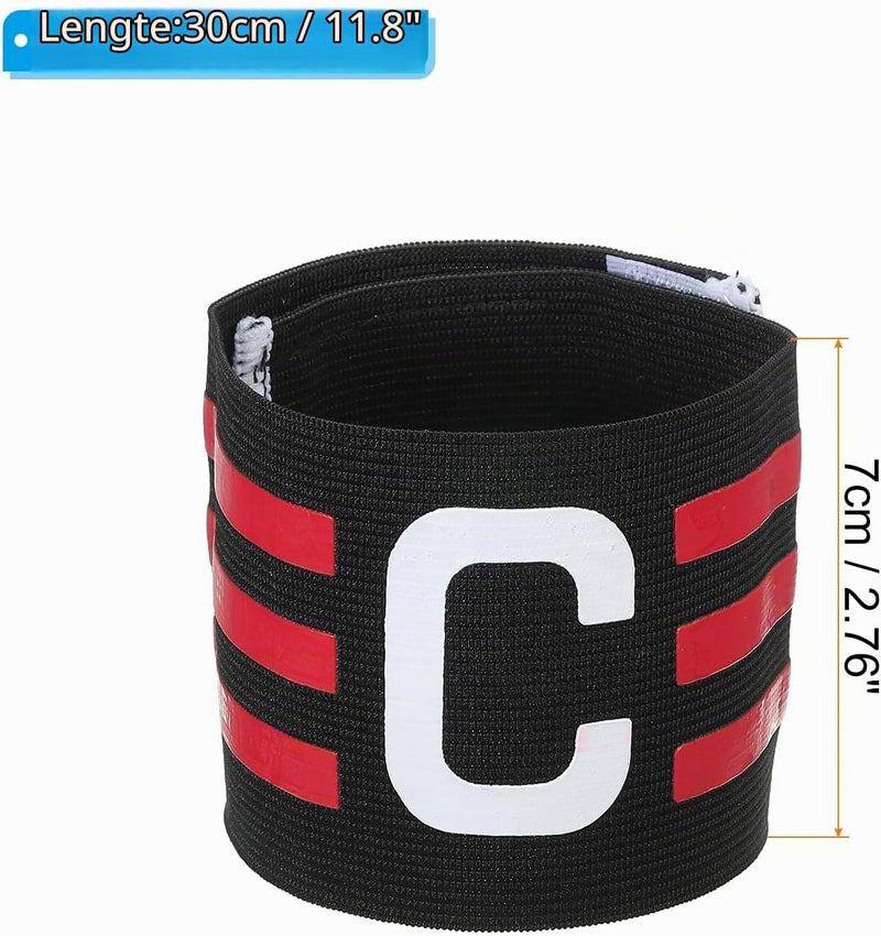 Załaduj obraz do przeglądarki galerii, Aanvoerdersband verstelbaar zwart-rozerood – elastische captain armband – voetbal accessoires
