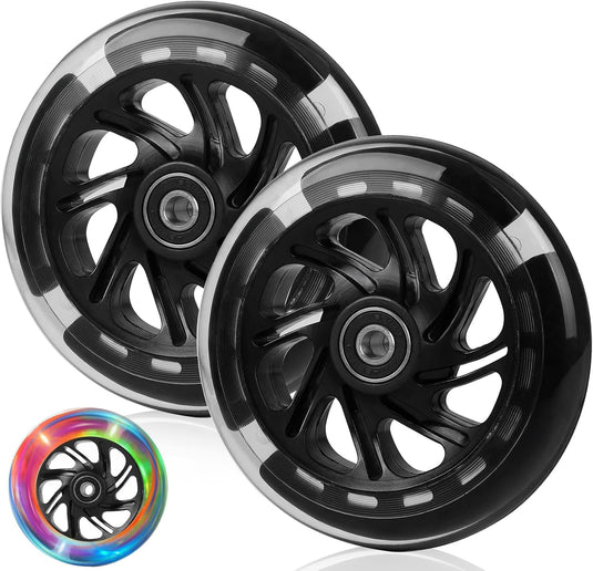 DBREAKS Lichtgevende stuntstep, wielen met ledverlichting, 100 mm, ABEC, 9 kogellagers, hardheid 88A, geschikt voor alle scooters (zwart)