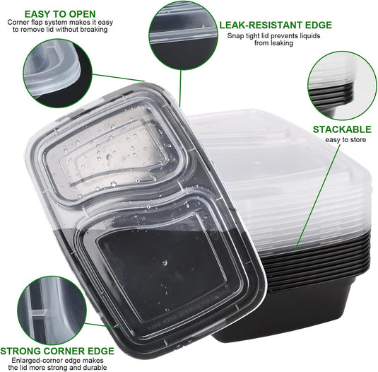 Meal prep bakjes set van 20 stuks 1 vak 1 liter