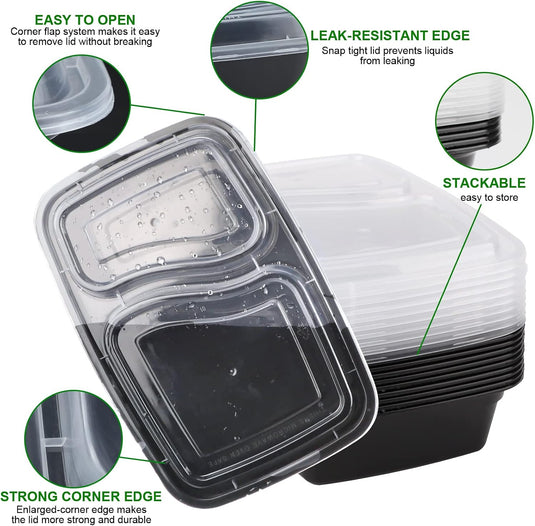 Meal prep bakjes set van 20 stuks 1 vak 1 liter