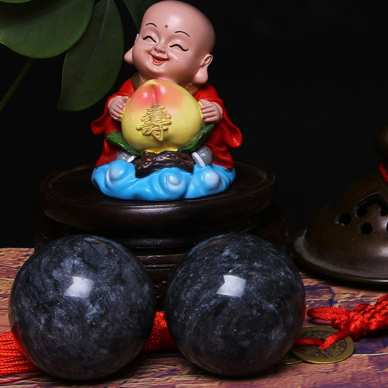 Chargez l'image dans la visionneuse de la galerie, Marmeren baoding ballen 3,5 cm zwart grijs
