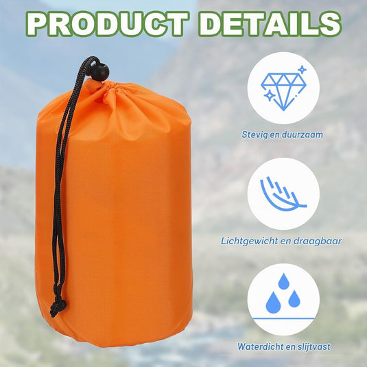 Waterdichte opbergzakken 2 stuks 13 x 25 cm met trekkoord donkergrijs – stuff sacks – camping accessoires
