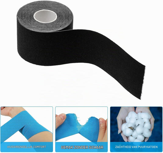 Antislip katoenen sporttape 5 m x 5 cm (1 rol) - Zelfklevende gripband & sporttaping - Griptape tennisracket & aerial hoop