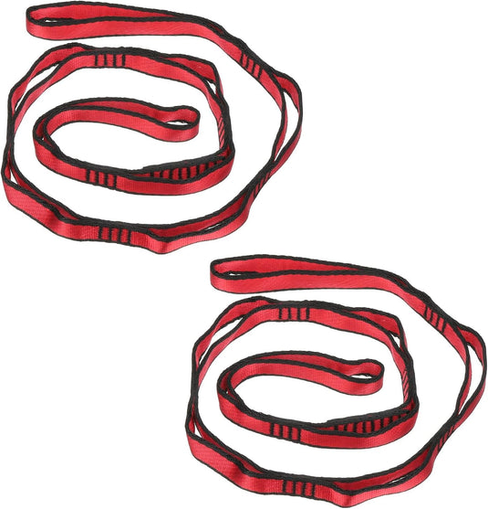 Daisy chain ophangbanden 2 stuks 110 x 1,6 cm zwart met 8 lussen – verstelbare ophangriemen – aerial yoga accessoires