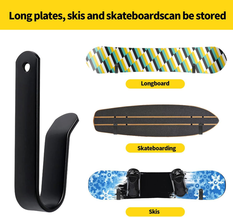 Laden Sie das Bild in Galerie -Viewer, Board wandhouders 2 paar van metaal zwart tot 25 kg – skateboard snowboard longboard wandhaken
