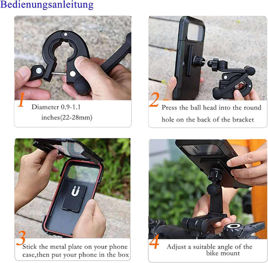 Fiets mobiele telefoonhouder motorfiets universele houder fiets waterdicht touchscreen met 360° draaibare outdoor fietshouder telefoonhouder telefoonhouder voor smartphones tot 6,7 inch