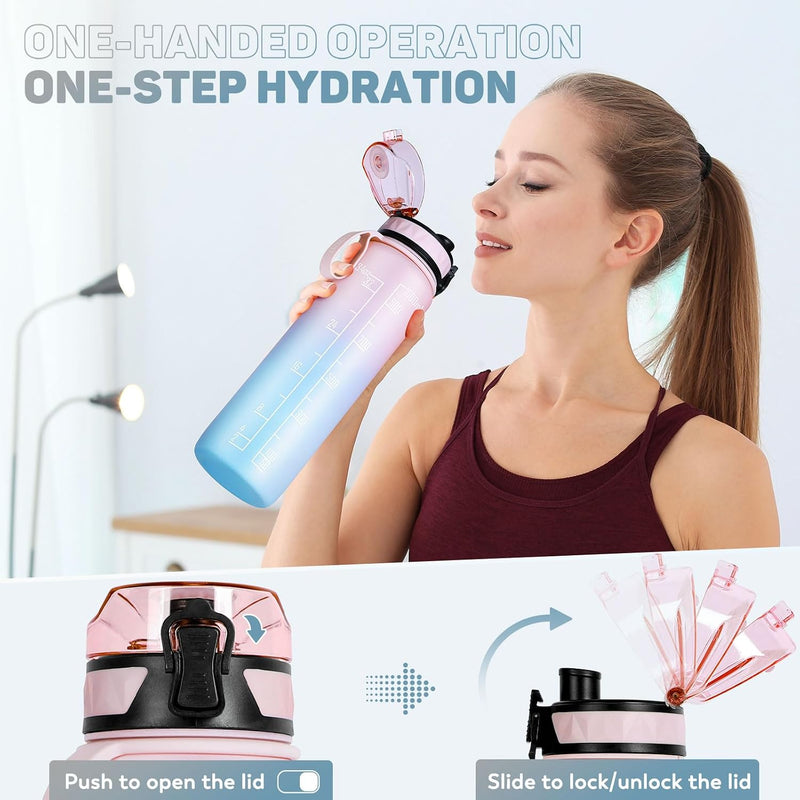Chargez l'image dans la visionneuse de la galerie, Drinkfles 1 liter BPA-vrij met antislip grip en lekvrije sluiting – waterfles – sportfles
