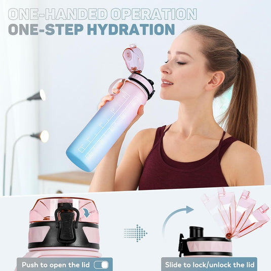 Drinkfles 1 liter BPA-vrij met antislip grip en lekvrije sluiting – waterfles – sportfles