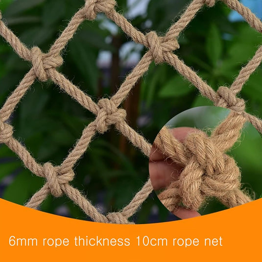 Jute veiligheidsnet – maas 10 cm – touwdikte 6 mm – touwnet voor balkon, trap, decoratie en fotowand – meerdere maten