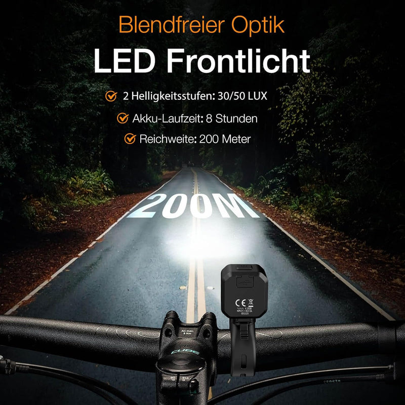 Load image into Gallery viewer, Oplaadbare fietsverlichting set USB-C IPX5 met voorlicht en achterlicht – fietslamp – LED fietslicht
