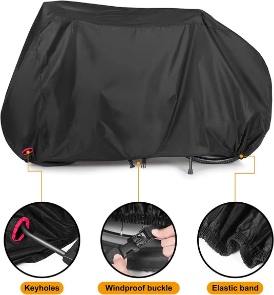Waterdichte fietshoes,210D Oxford stof waterdichte fietshoezen voor 2 fietsen met slot-gaten opbergtas Winddichte gesp voor buiten Mountainbike Racefiets