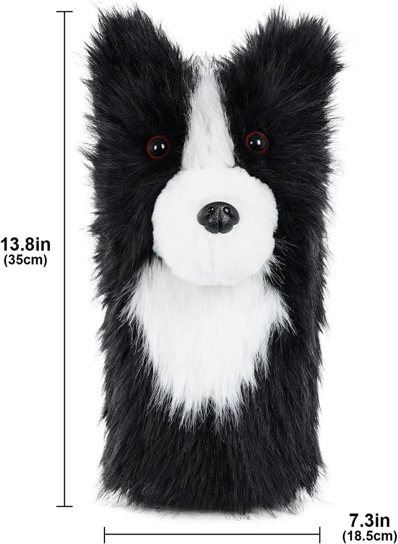 Load image into Gallery viewer, Pluche golfclubhoes met border collie hondenontwerp voor drivers tot 460cc – hondenheadcover – golfcadeau
