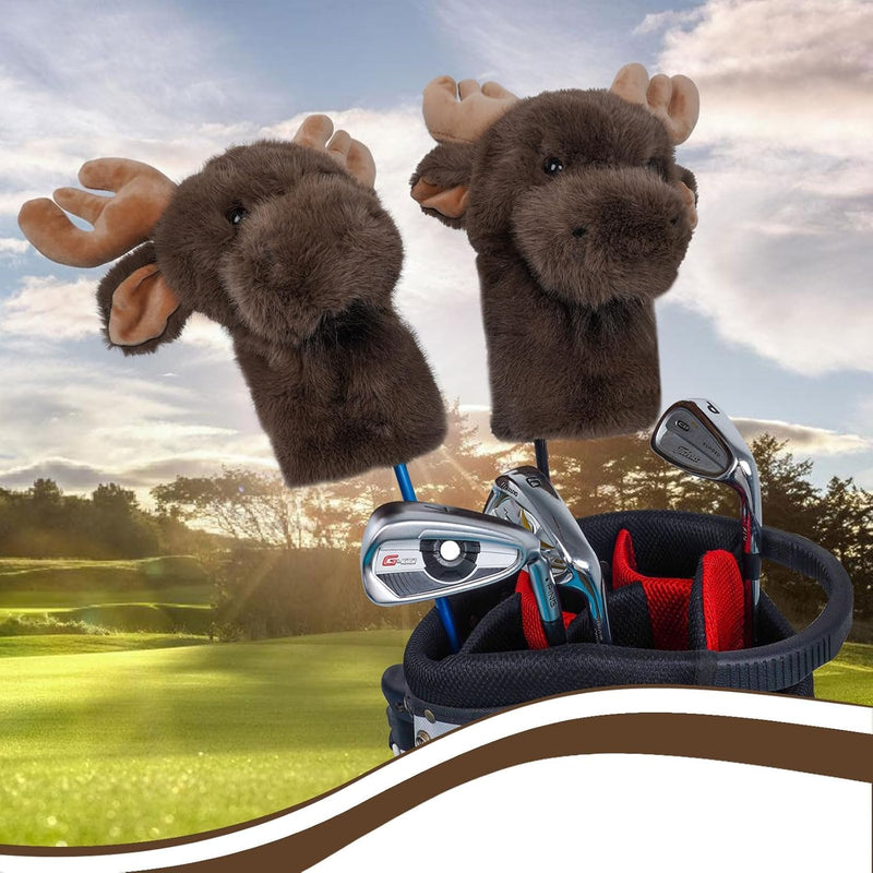 Laad afbeelding in Galerijviewer, Golfclub beschermhoes met pluche elandontwerp voor 460cc drivers – dierenhoes – golfclubaccessoires
