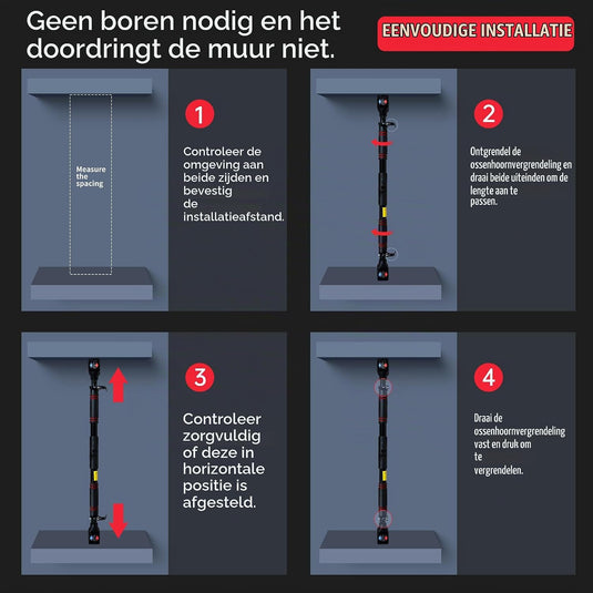 Verstelbare optrekstang voor deurkozijn 70-99 cm tot 150 kg rood – pull-up bar – krachttraining