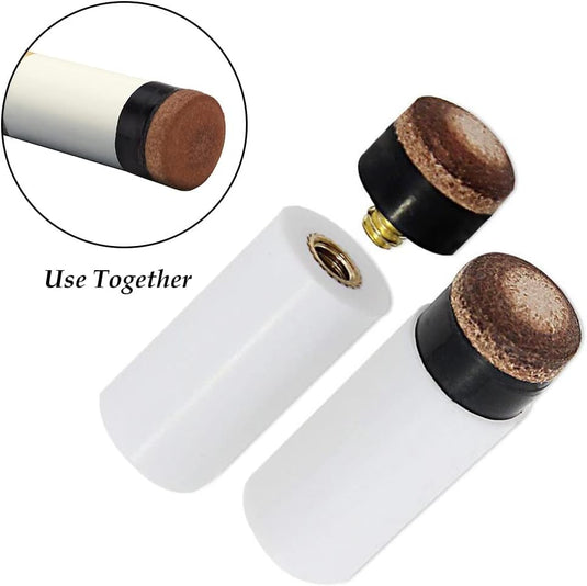 8-delige Biljartkeu Tip Set 12 mm – Leren Schroefpunten met Ferrules voor Pool & Snooker - happygetfit.com