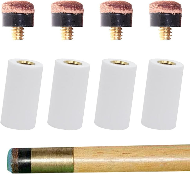 Laden Sie das Bild in Galerie -Viewer, 8-delige Biljartkeu Tip Set 12 mm – Leren Schroefpunten met Ferrules voor Pool &amp; Snooker - happygetfit.com
