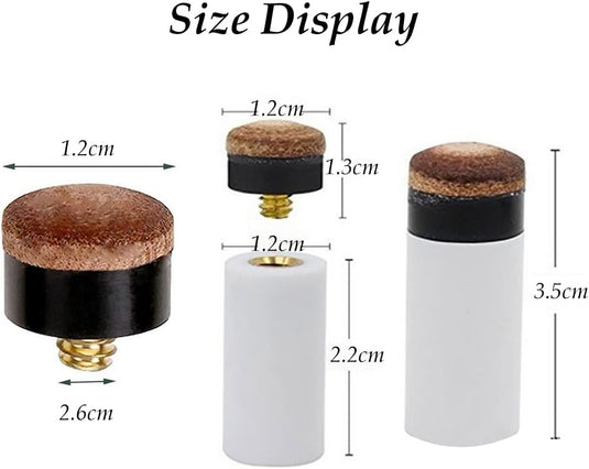 8-delige Biljartkeu Tip Set 12 mm – Leren Schroefpunten met Ferrules voor Pool & Snooker - happygetfit.com